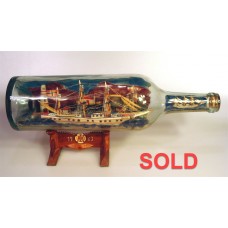 796 - Ship Annelise Harbor Diorama in a Bottle - SOLD